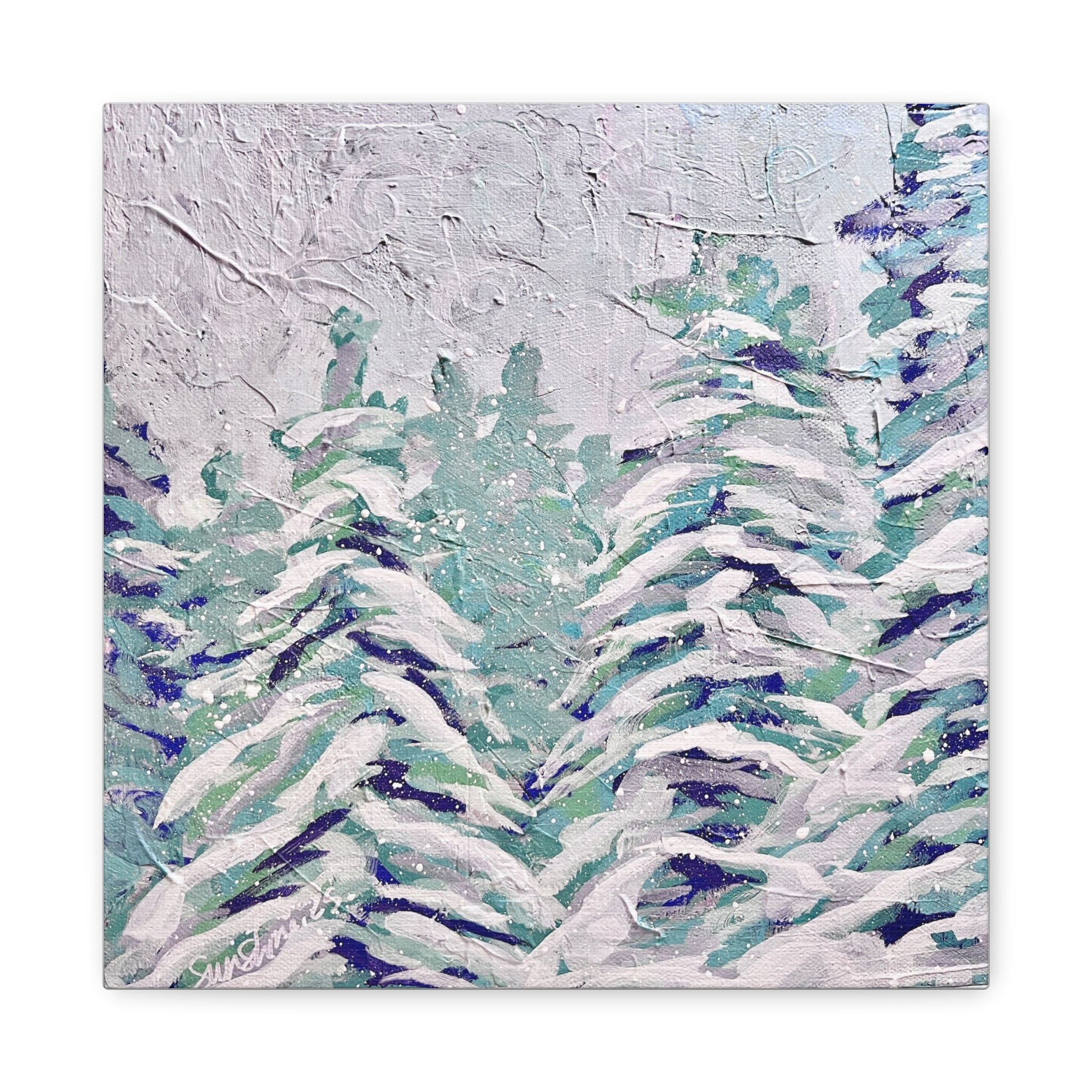 Snowy Evergreen Forest Print on Canvas | Winter Landscape Wall Art