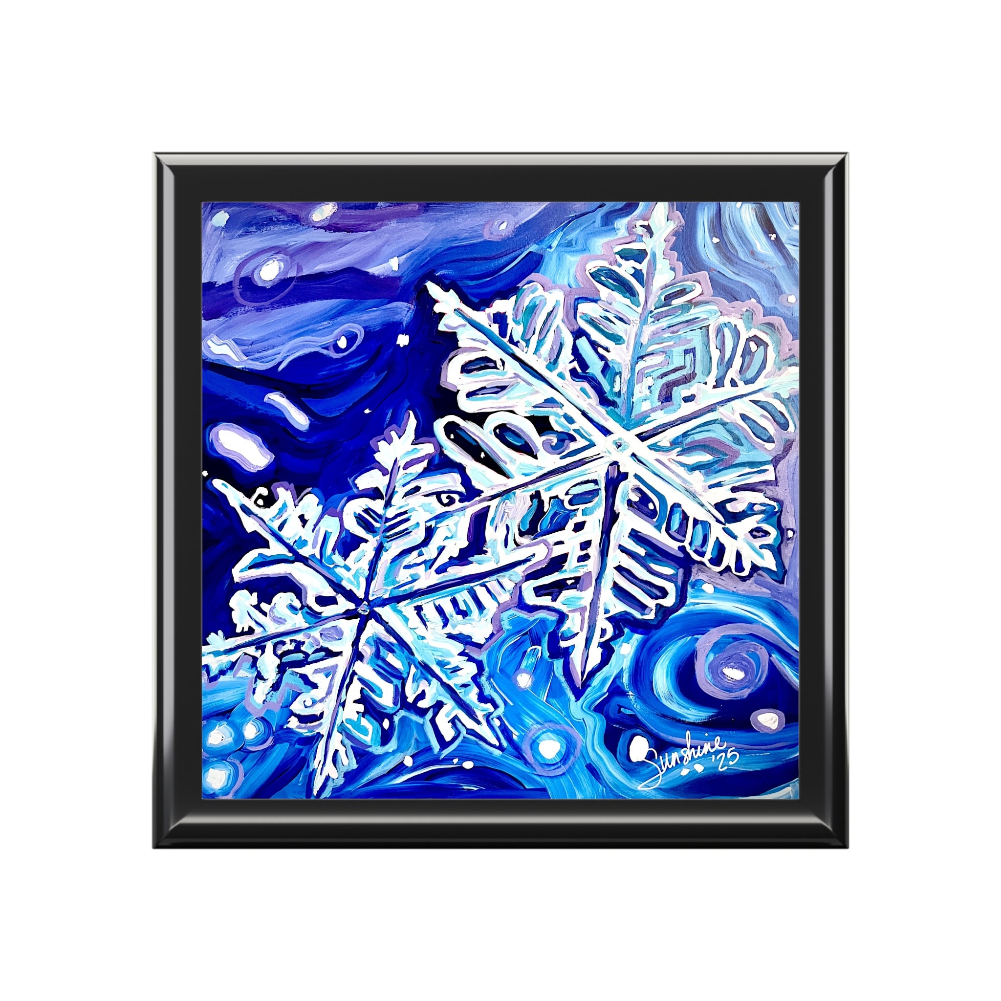 Jewelry Box — Blue Snowflake Decorative Keepsake Box