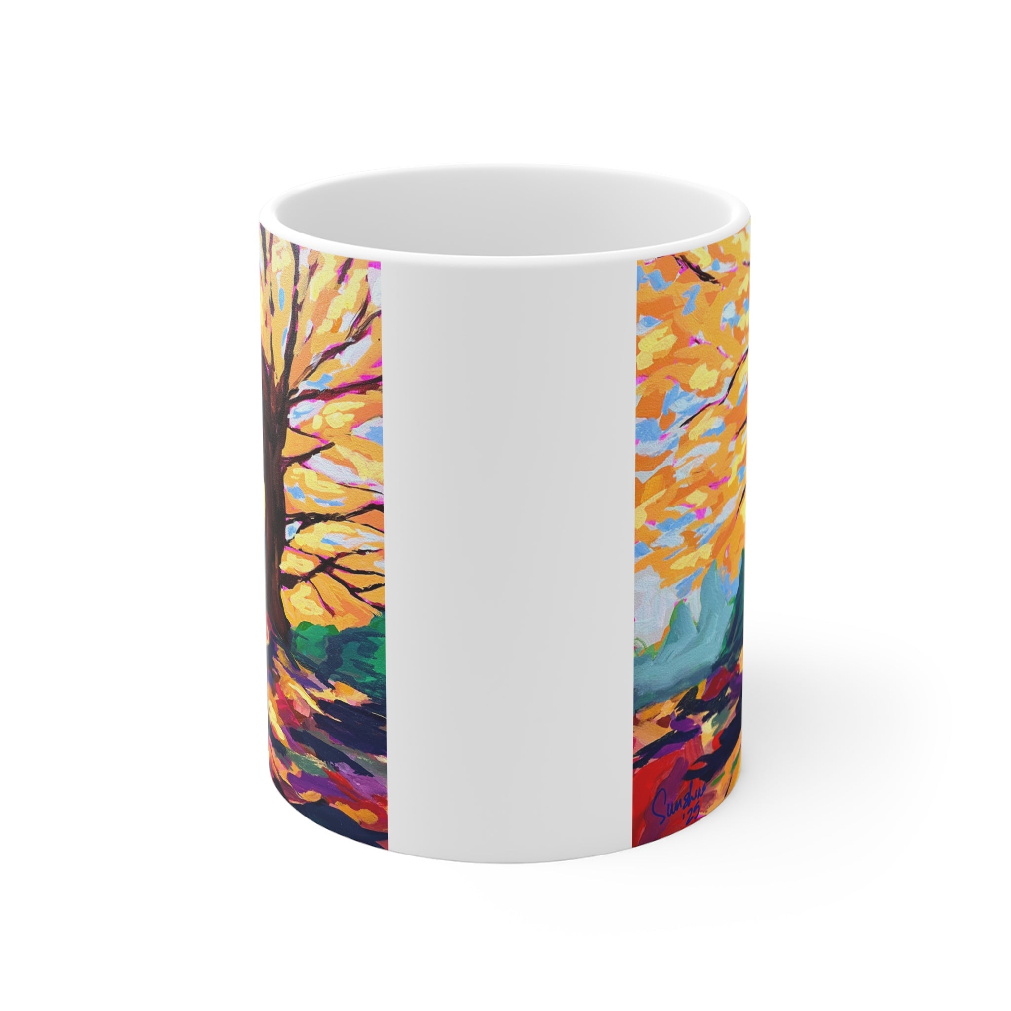 Autumn Tree Painting Mug | Fall Landscape Ceramic Coffee Mug