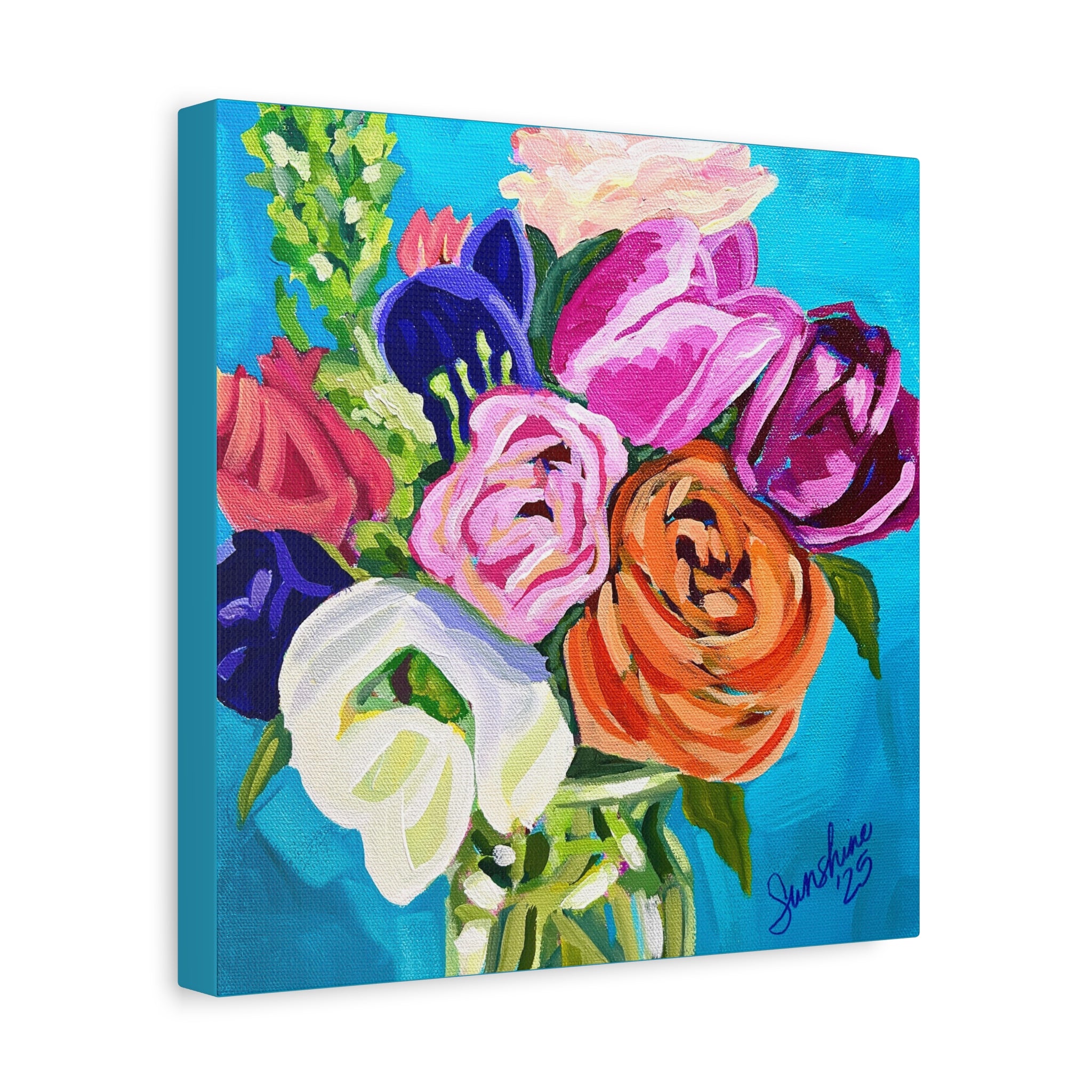 Colorful Floral Bouquet Print on Canvas