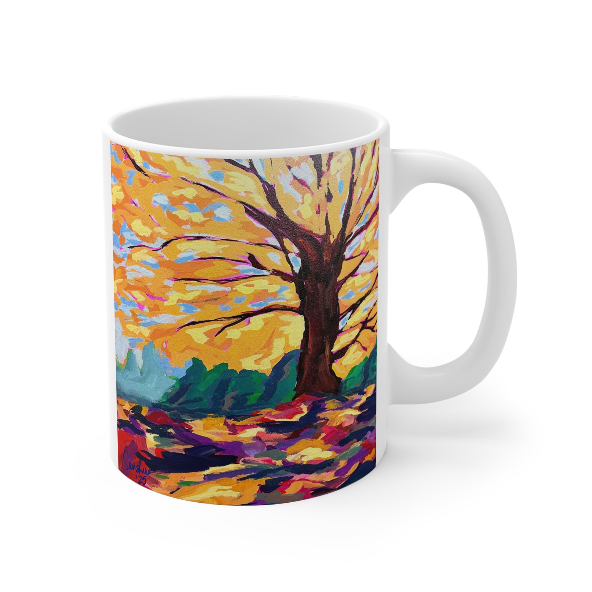 Autumn Tree Painting Mug | Fall Landscape Ceramic Coffee Mug
