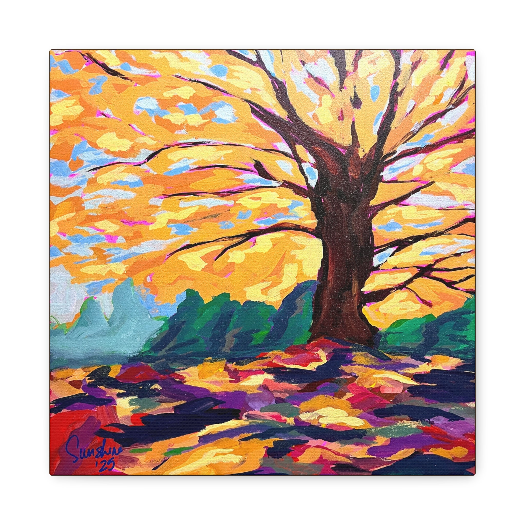 Autumn Tree Painting Print on Canvas
