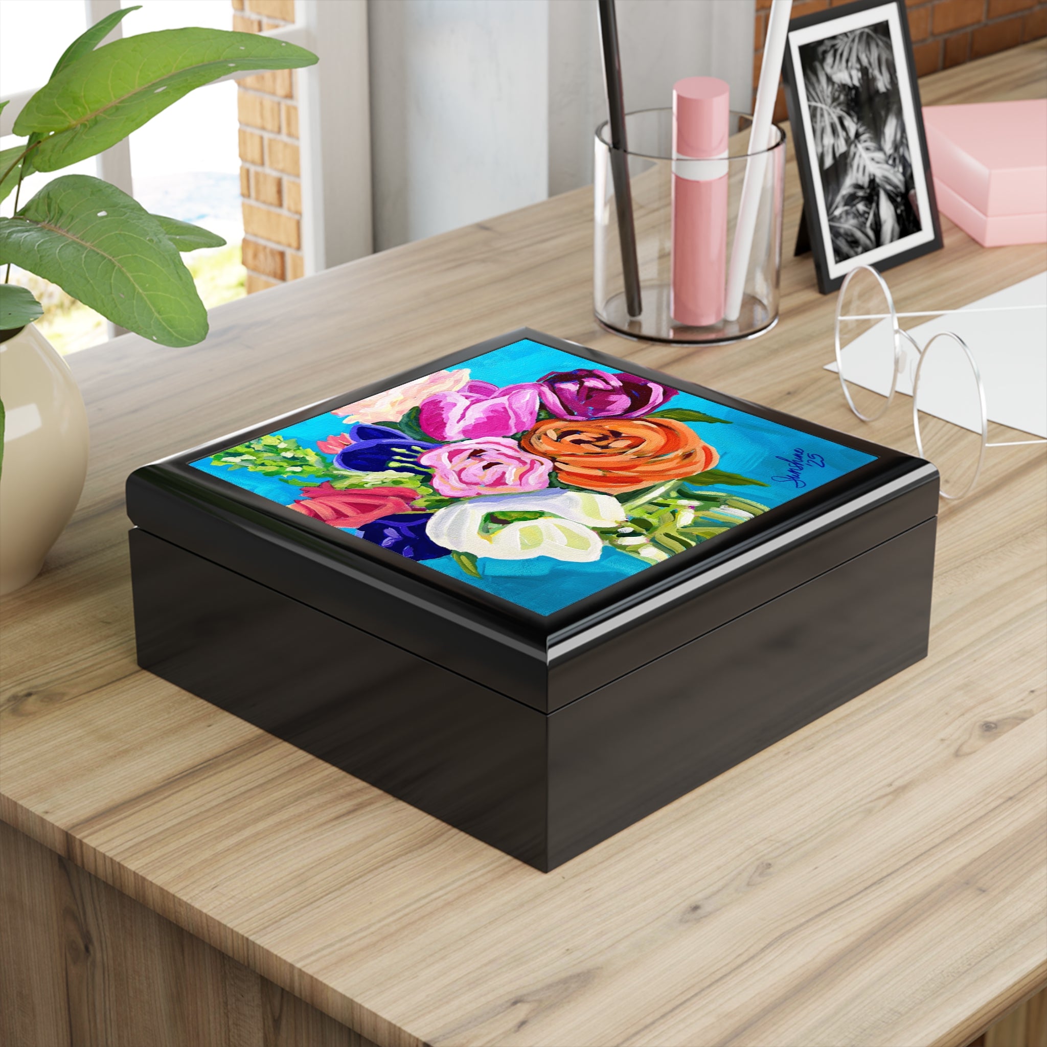 Floral Bouquet Jewelry Box — Colorful Keepsake Box