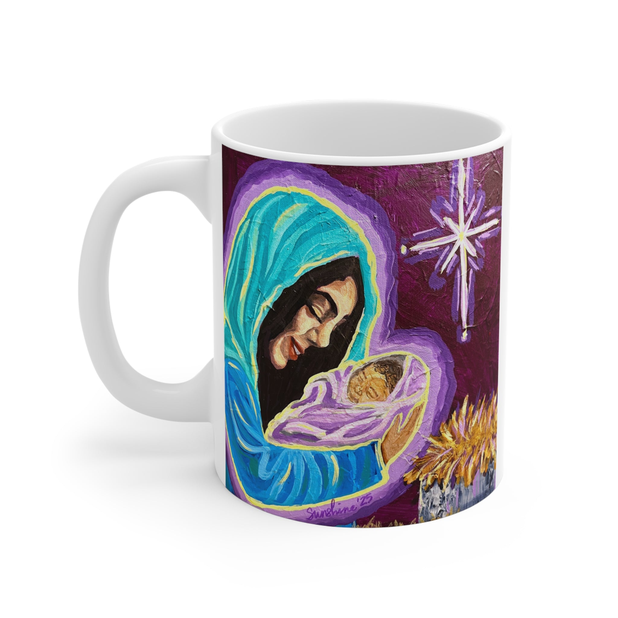 Mary and Baby Jesus Nativity Mug | Mary Holding Baby Jesus, Star of Bethlehem