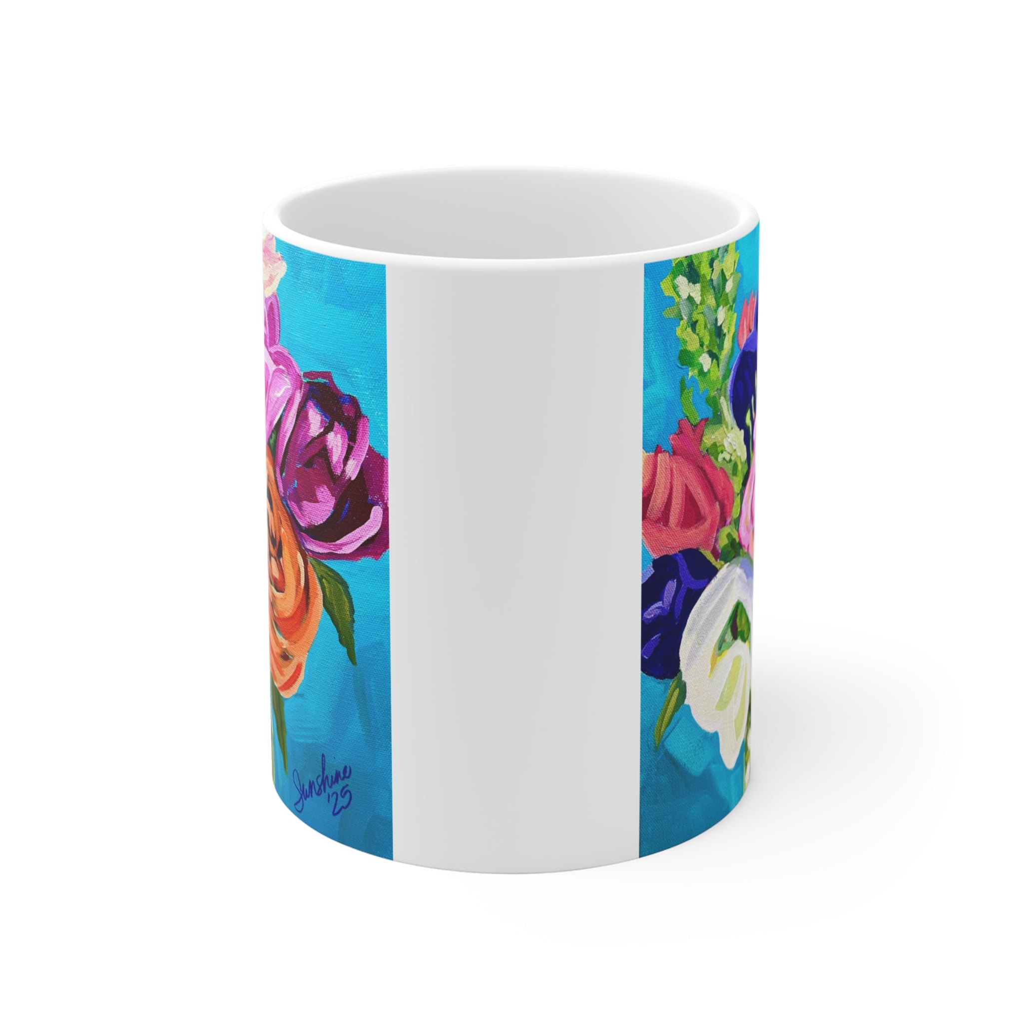 Colorful Floral Bouquet Mug | 11oz Ceramic Coffee Cup