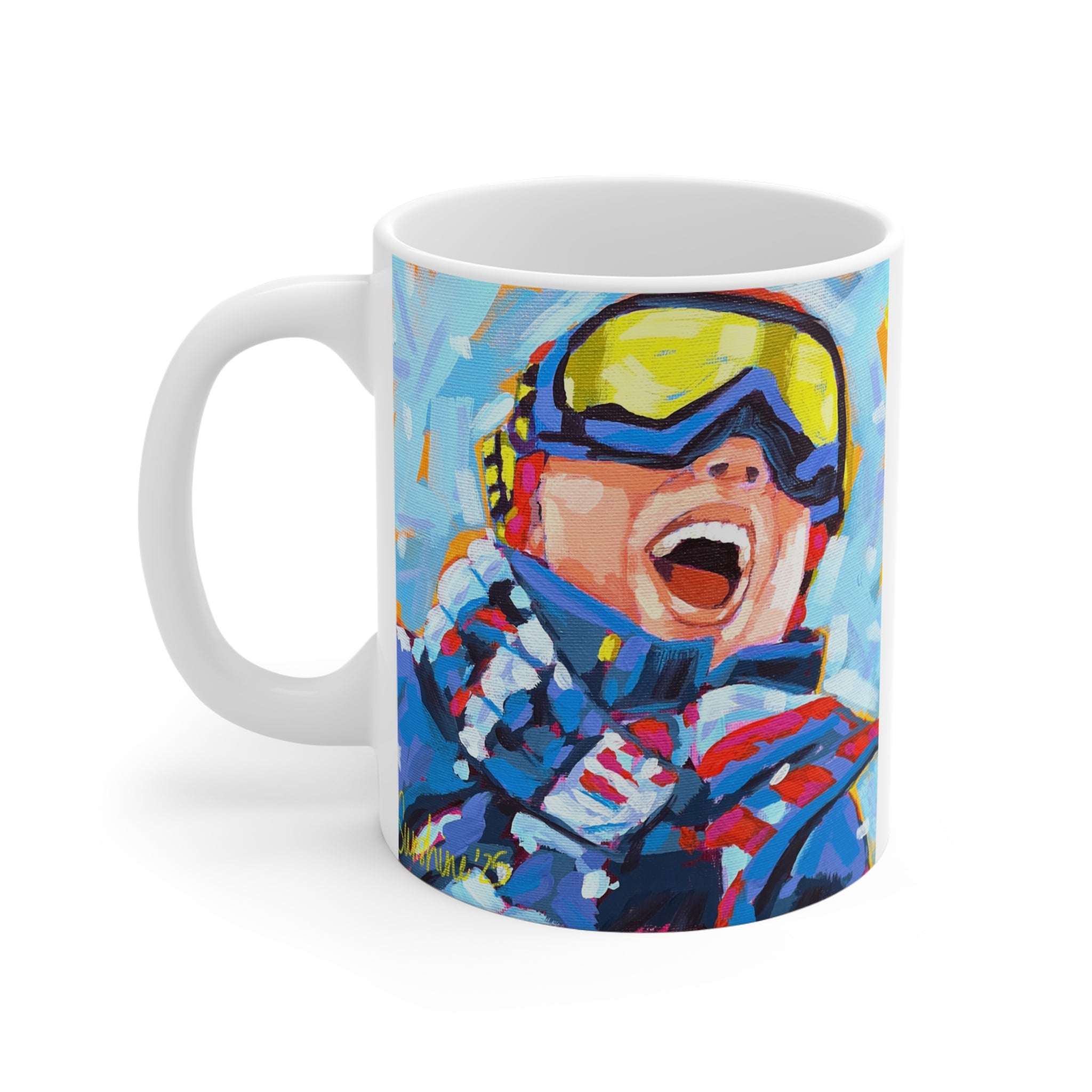 Joyful Ski Boy Painting mug | 11oz Skiing Winter Sports Coffee Mug