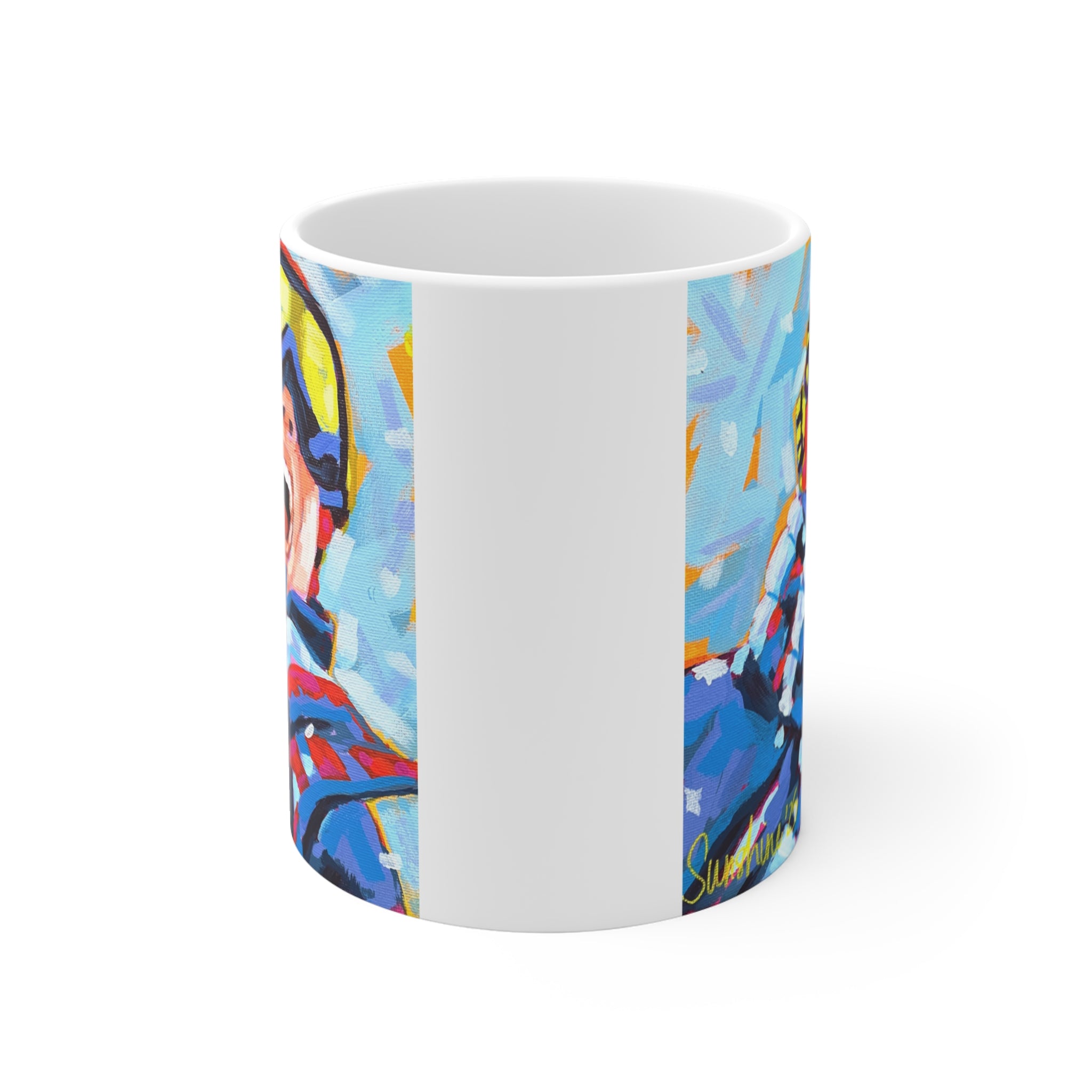 Joyful Ski Boy Painting mug | 11oz Skiing Winter Sports Coffee Mug