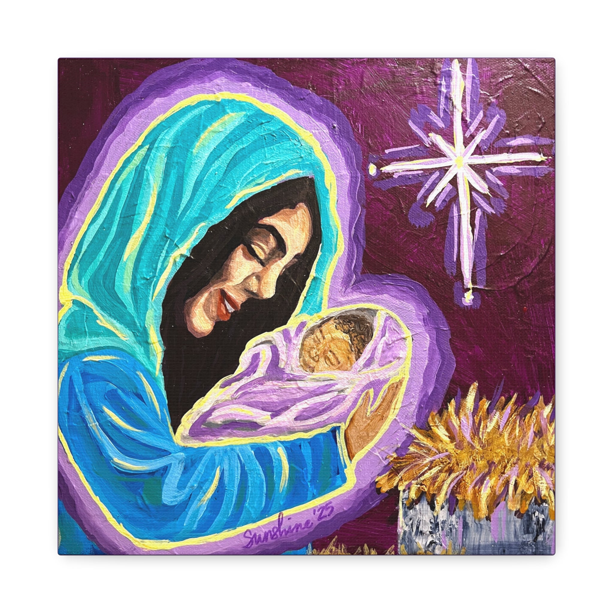 Mary and Baby Jesus Print on Canvas | Matte Stretched Wall Art