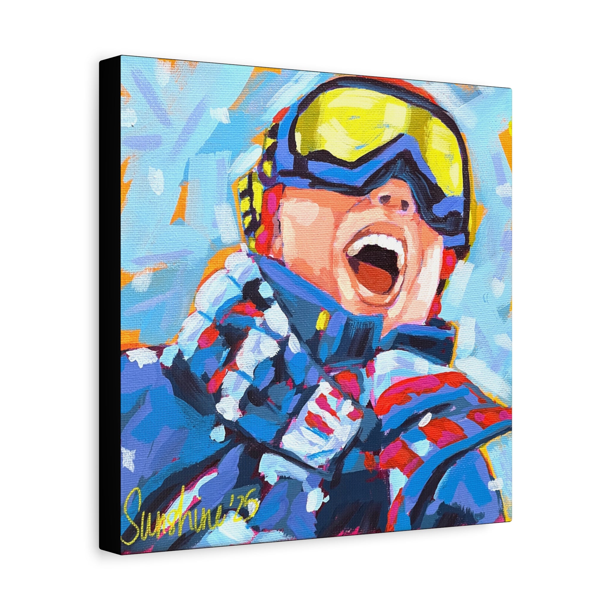 Joyful Skier Print on Canvas | Matte Stretched Canvas 1.25"