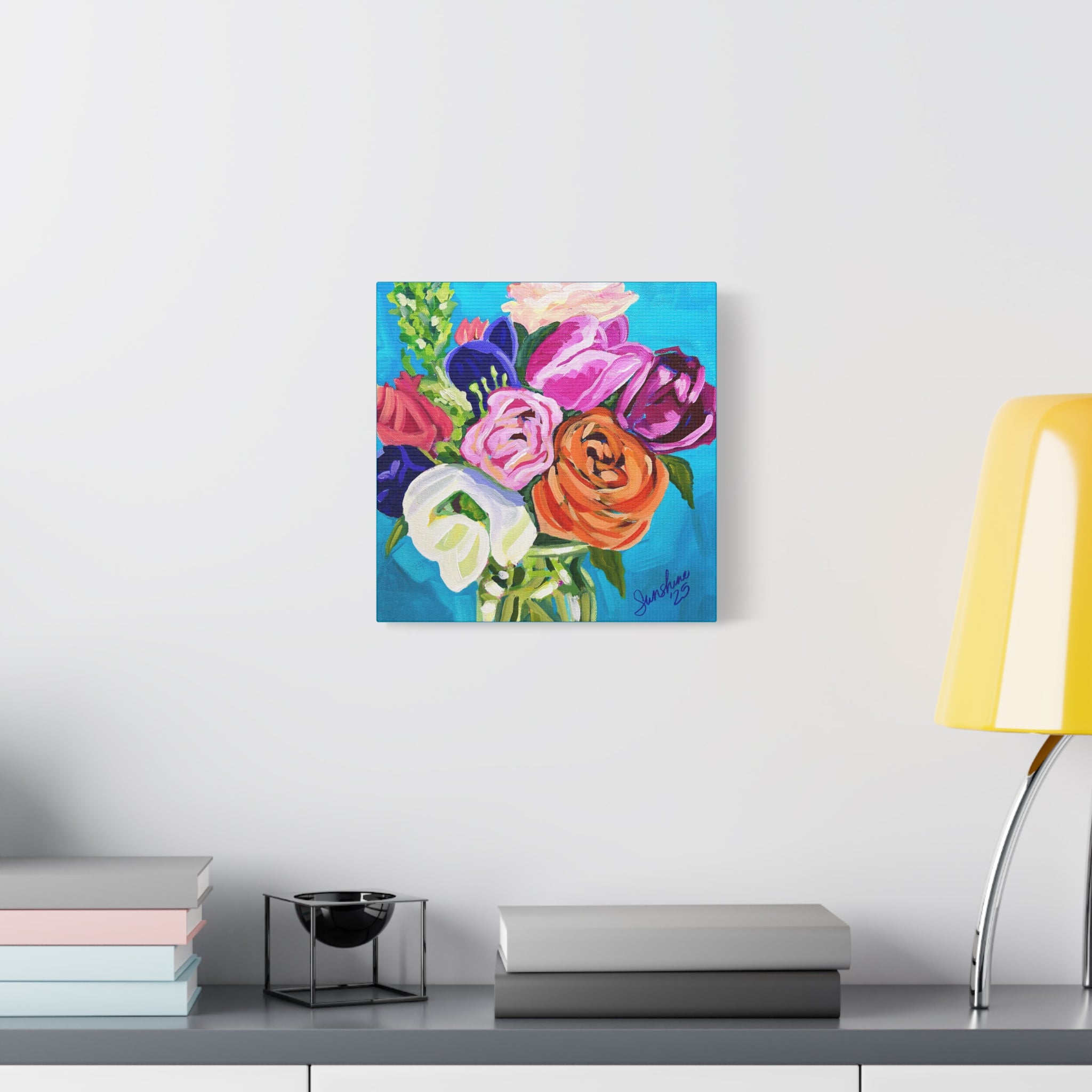Colorful Floral Bouquet Print on Canvas