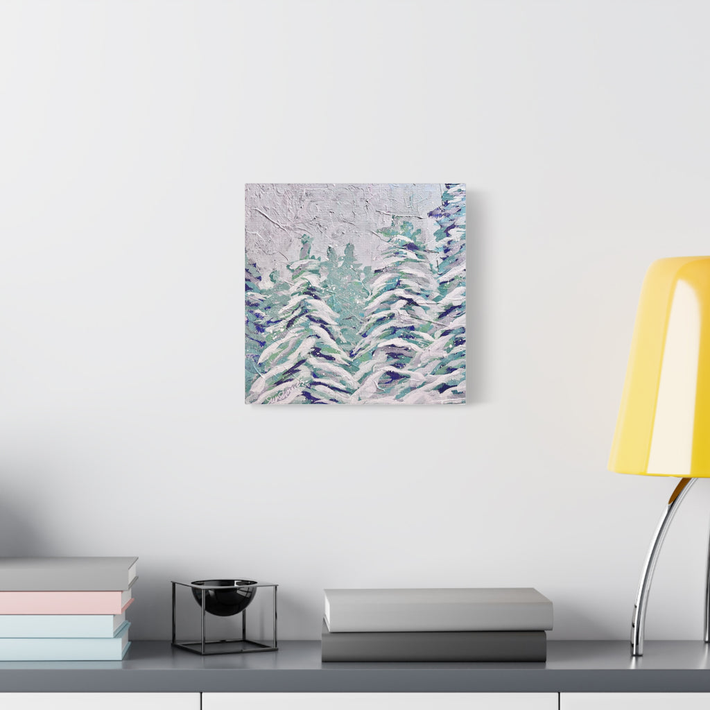 Snowy Evergreen Forest Print on Canvas | Winter Landscape Wall Art