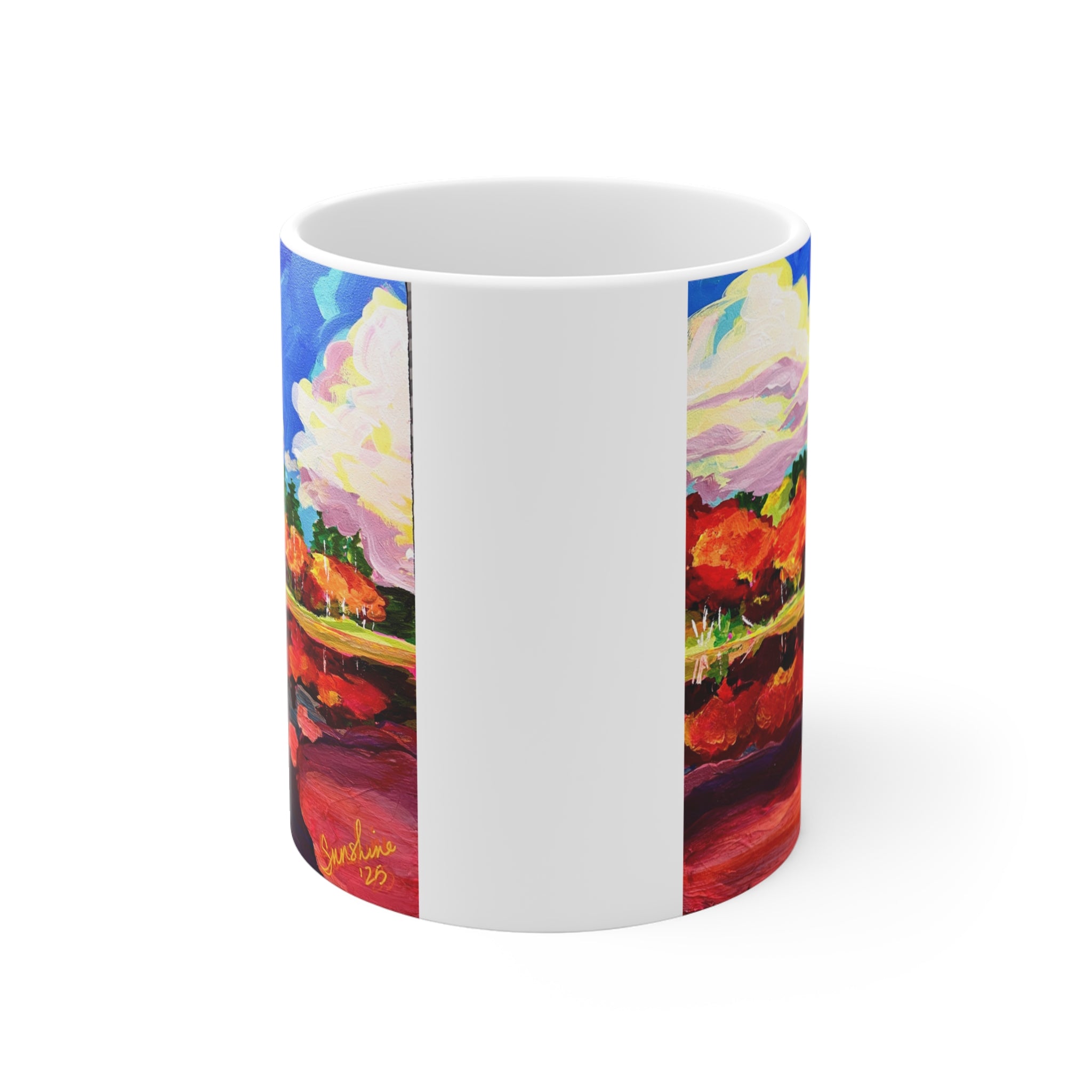 Autumn Lake Reflection Mug | Colorful Fall Landscape, Painted Trees