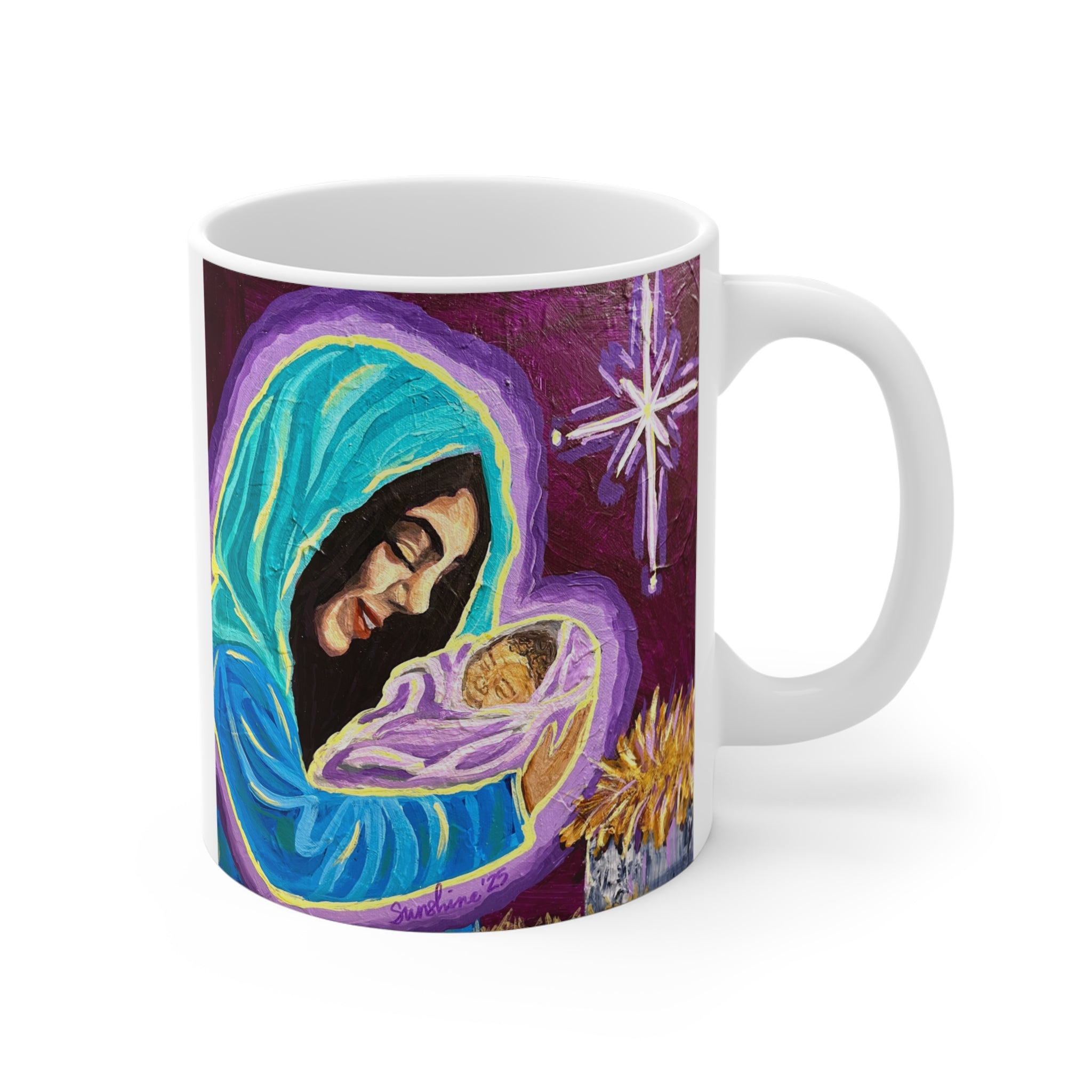 Mary and Baby Jesus Nativity Mug | Mary Holding Baby Jesus, Star of Bethlehem