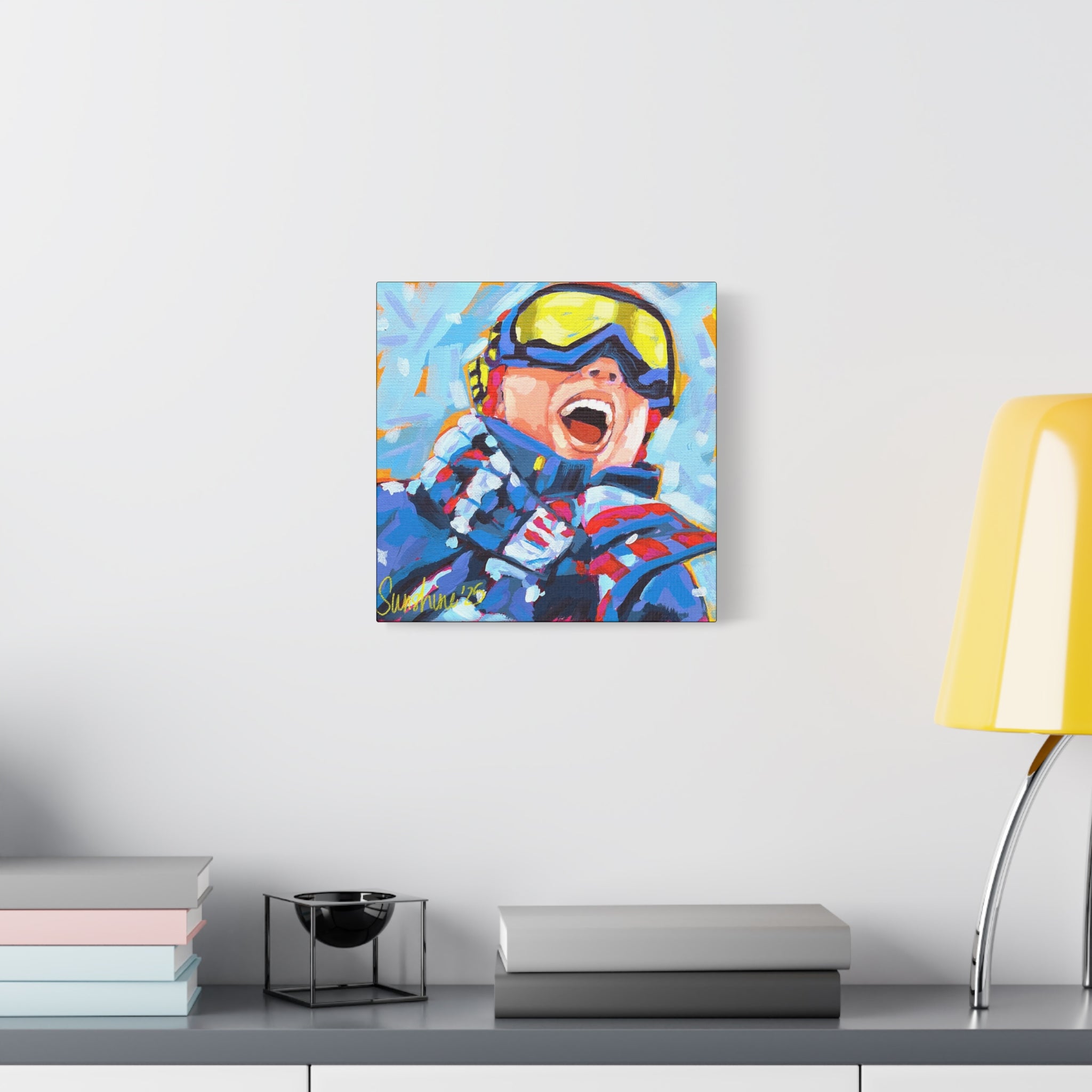 Joyful Skier Print on Canvas | Matte Stretched Canvas 1.25"