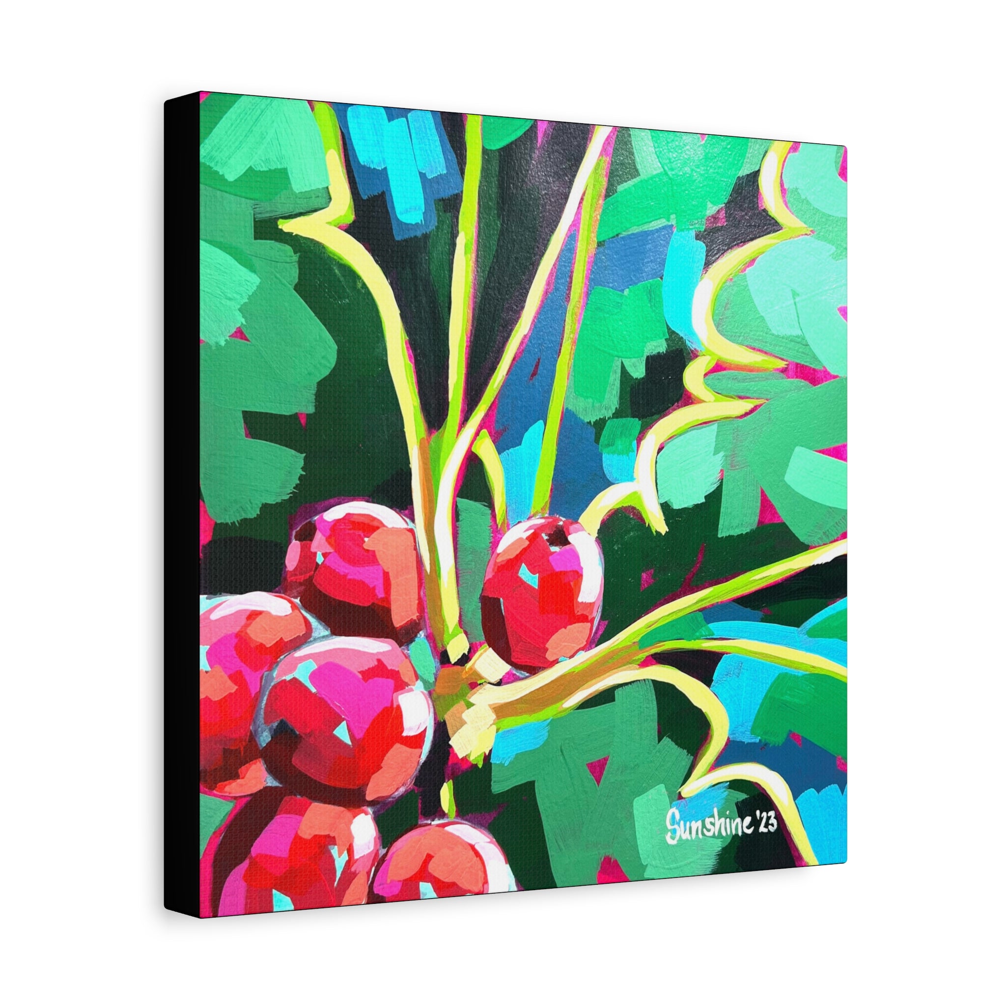 Holly Berries Print on Canvas, Stretched, 1.25"