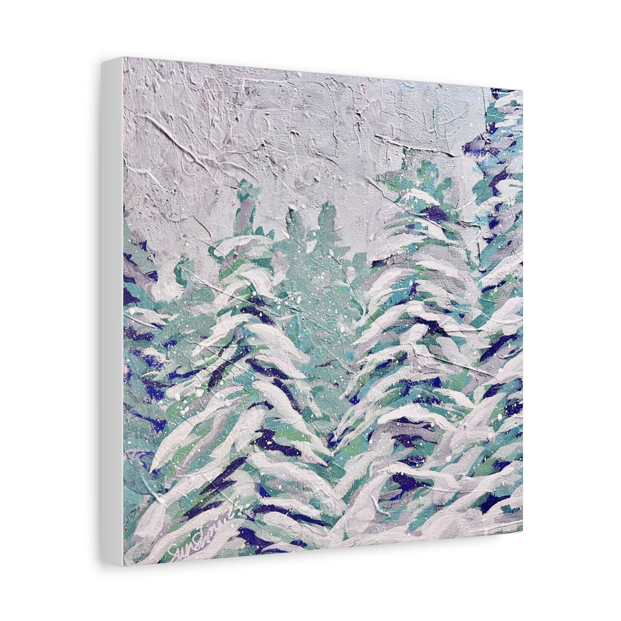 Snowy Evergreen Forest Print on Canvas | Winter Landscape Wall Art